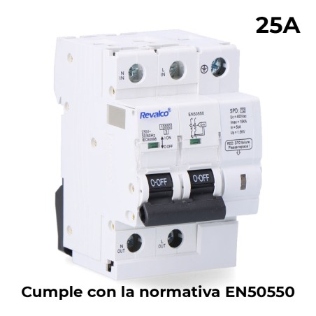 Iga 2p 25a c 10ka - protector de sobretension permanente segun normativa en-50550 y transitorio 5-15ka 275v