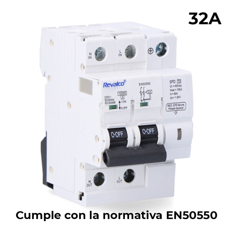 Iga 2p 32a c 10ka - protector de sobretension permanente segun normativa en-50550 y transitorio 5-15ka 275v