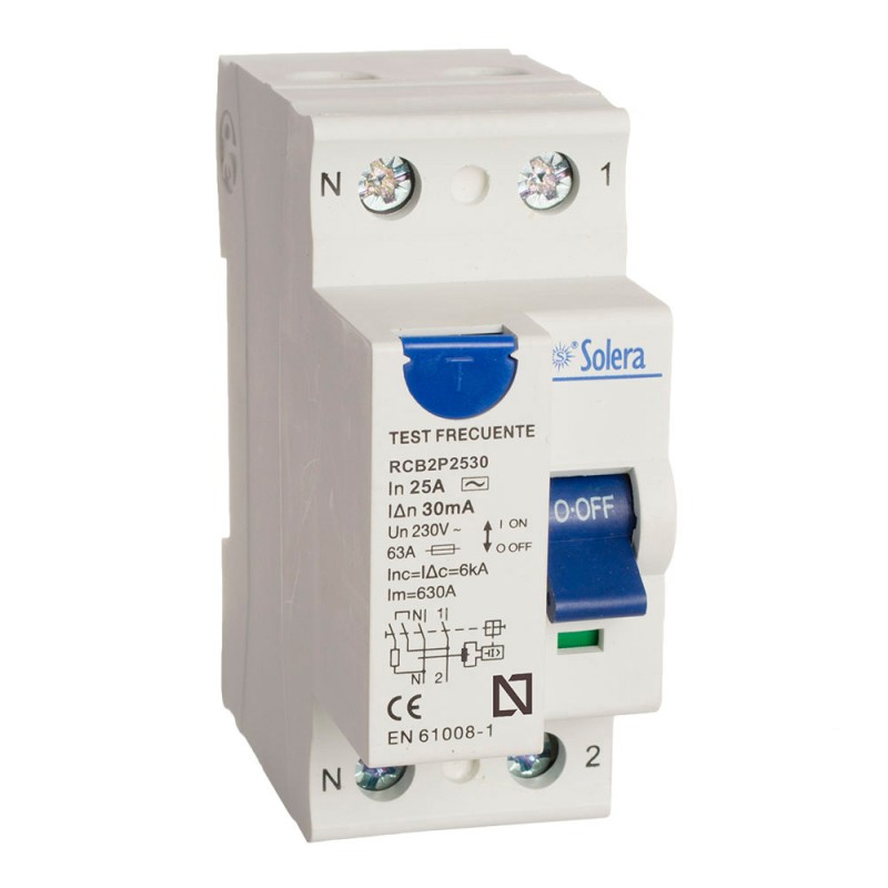 Interruptor diferencial 2 polos solera 25a (retractilado) rcb2p2530