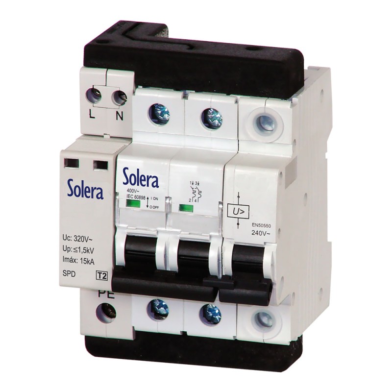 Magnetotermico 1p+n 32a + protector sobretensiones permanente y transitorio c 10ka 230vca