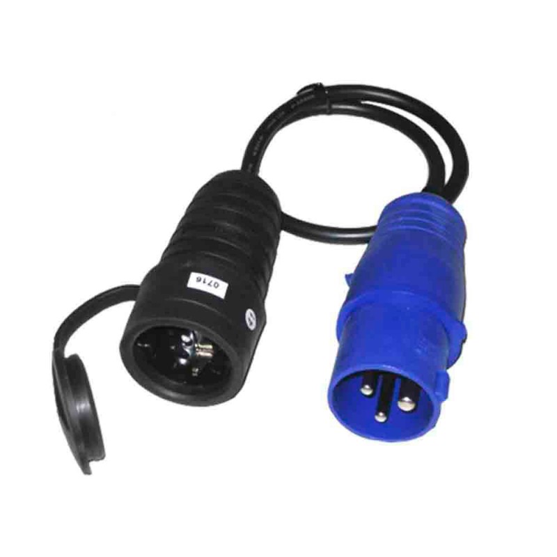 Adaptador clavija cetac 2p+t a base schuko 16a 230v~
