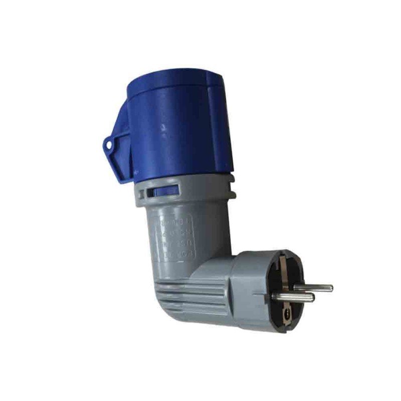 Clavija adaptador acodado tipo schuko a cetac 2p+t 16a 230v~
