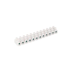 Regleta de conexion de 10 mm , 12 conectores, homologada, blanca