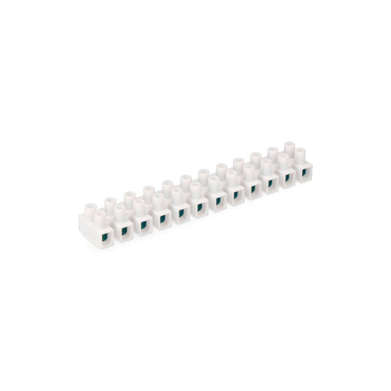 Regleta de conexion de 10 mm , 12 conectores, homologada, blanca