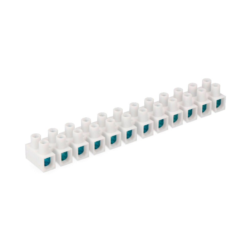 Regleta de conexion de 16 mm , 12 conectores, homologada, blanca