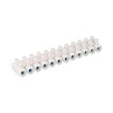 Regleta de conexion de 25 mm , 12 conectores, homologada, blanca