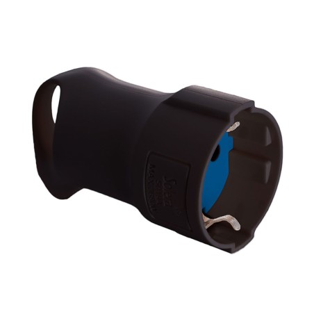 Base tipo f 4,8 mm 16 a 250 v t/tl con anilla para fácil extracción, negra