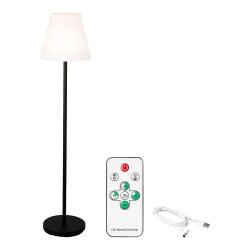 Lámpara de pie para exterior y interior recargable con mando a distancia color blanco y negro 150 cm