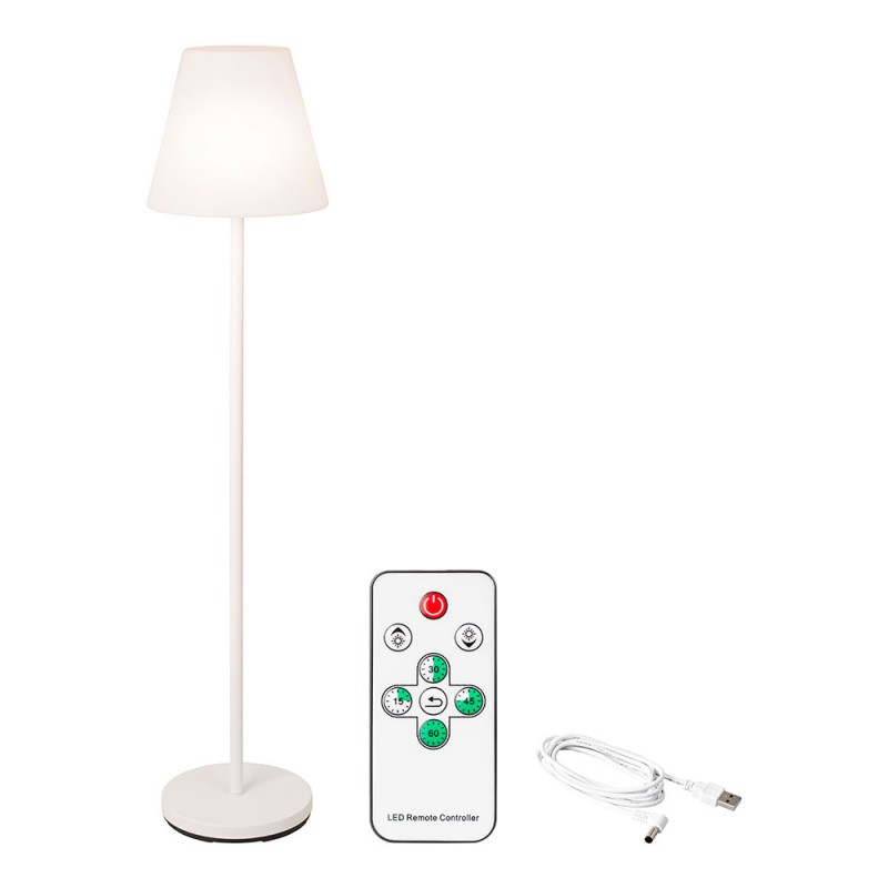 Lámpara de pie para exterior y interior recargable con mando a distancia color blanco 150 cm
