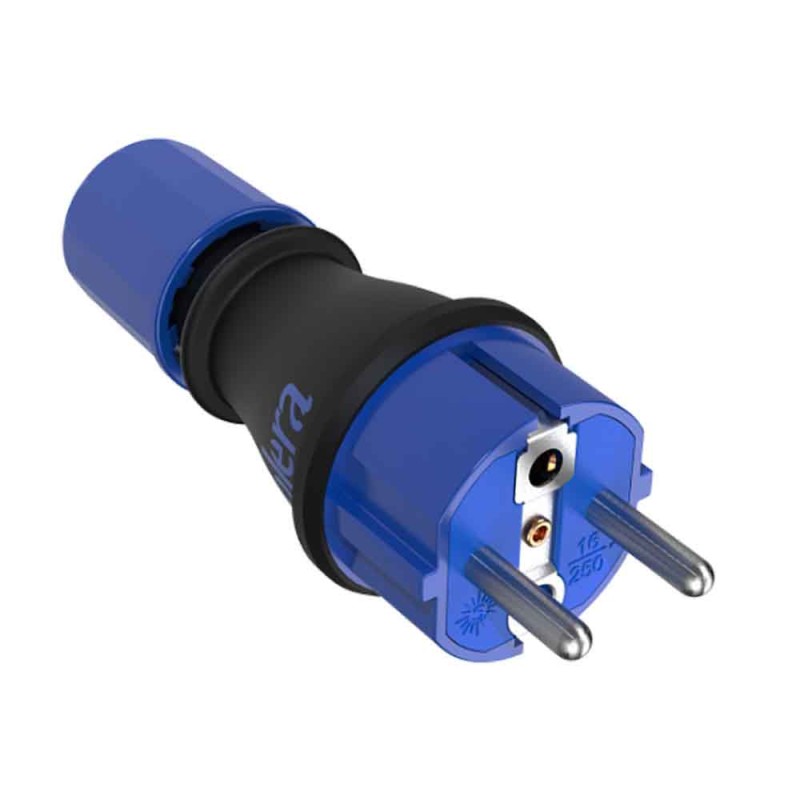 Clavija 2p+t, 16a,250v espigas de ø4,8mm. material caucho negro termoplástico 706tk solera