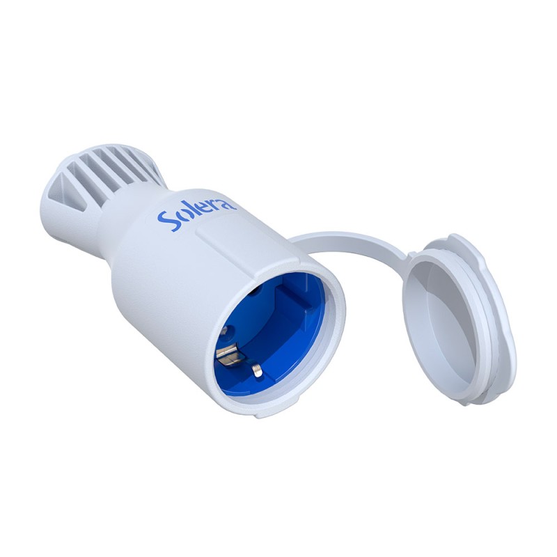 Base móvil bipolar con t/t lateral 2p+t tipo f 16 a 250 v, caucho blanco
