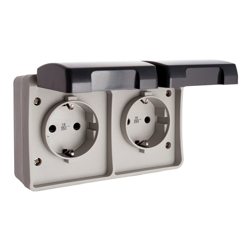 Base fija estanca doble t/tl 16 a 250 v ip44