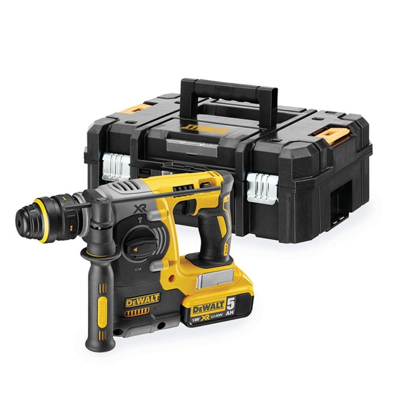 Martillo electroneumático sin escobillas xr 18v sds plus® 2,1j con 2 baterías li-ion 5ah con maletín tstak ii dch273p2t-qw d ...