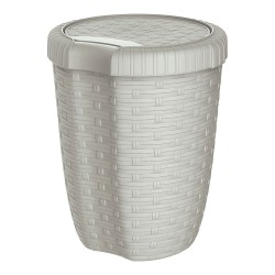 Cesto con tapa color crema imitación mimbre / rattan 8 l, ø23 x 29 cm