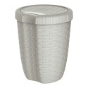 Cubo con tapa 27l. ø34x47cm color crema imitación mimbre/rattan mondex