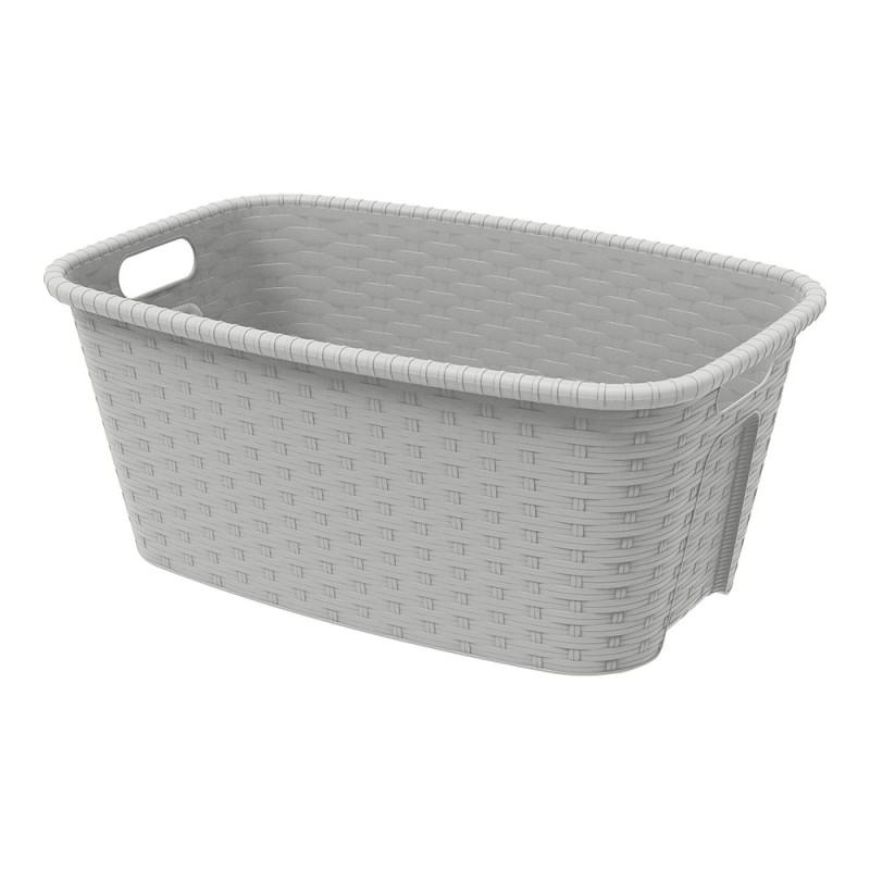 Cesto para ropa 35 l rattan color crema 59,5 x 39,5 x 25 cm