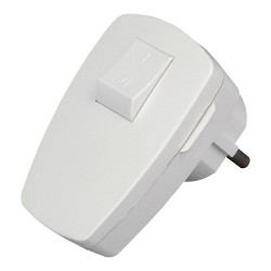 Clavija 2p+t angular blanca con interruptor 3x1,5mm 16a. kopp
