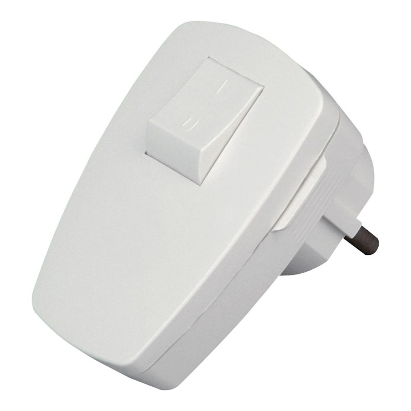 Clavija 2p+t angular blanca con interruptor 3x1,5mm 16a. kopp