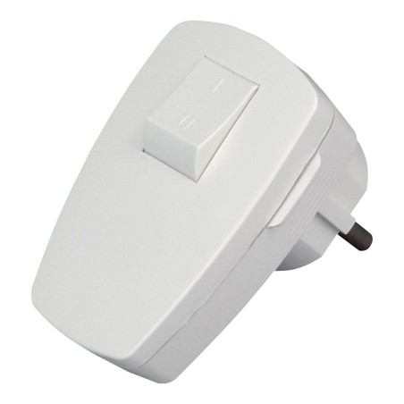 Clavija 2p+t angular blanca con interruptor 3x1,5mm 16a. kopp