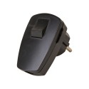 Clavija 2p+t angular negra con interruptor 3x1,5mm 16a. kopp