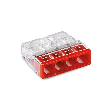 Conector rápido 4 vias, ø maximo 2,5 mm, transparente / roja