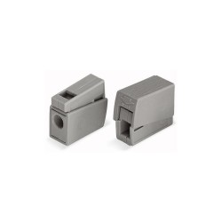 Conector rápido en linea presilla 2 vias, 1 rígido + 1 rígido, semirígido o flexible ø máximo 2,5 mm, gris