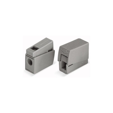 Conector rápido en linea presilla 2 vias, 1 rígido + 1 rígido, semirígido o flexible ø máximo 2,5 mm, gris