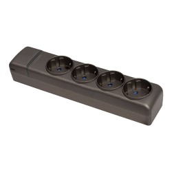 Base múltiple 4 tomas 2p+t schuko, 16 a 250 v~, grafito