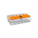 Conector rápido con palanca 5 vias, ø maximo 4 mm, 450 v , 32 a transparente 30 x 18,6 x 8,4 mm