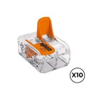 Conector rápido con palanca 2 vias, ø maximo 4 mm, 450 v , 32 a transparente 13,2 x 18,6 x 8,4 mm, 10 uds