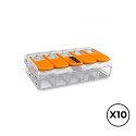 Conector rápido con palanca 5 vias, ø maximo 4 mm, 450 v , 32 a transparente 30 x 18,6 x 8,4 mm, 10 uds