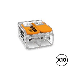 Conector rápido con palanca 2 vias, ø maximo 6 mm, 450 v , 41 a transparente 16 x 21,1 x 10,1 mm, 10 uds