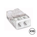 Conector rápido 2 vias, ø maximo 2,5 mm, transparente / blanca, 10 uds
