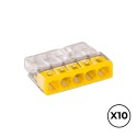 Conector rápido 5 vias, ø máximo 2,5 mm, transparente / amarilla, 10 uds
