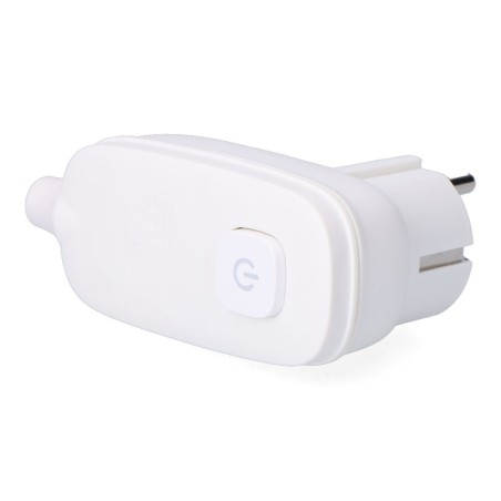 Clavija con t/t (schuko) + interruptor luminoso 16 a 250 v, blanca, 95 x 40 x 70 mm (retractilado)