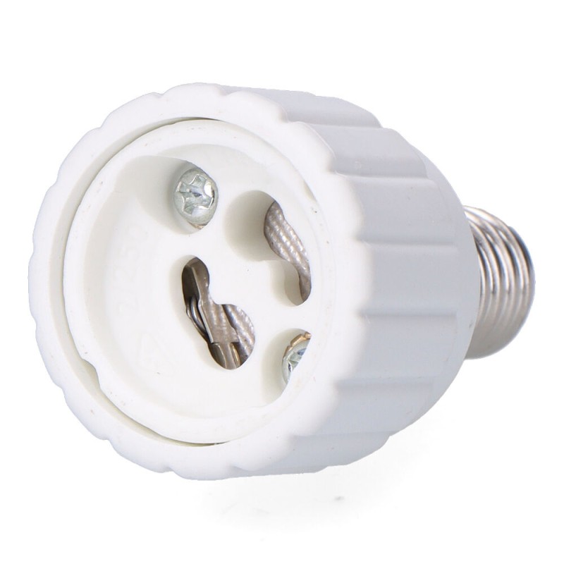 Convertidor de e14 a gu10, 2 a 230 v, blanco, ø33 x 56 mm (retractilado)