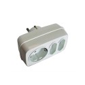 Multiconector triple mixto: 2 x 2p (10 a) + 2p + t (16 a) 250 v blanco (retractilado)