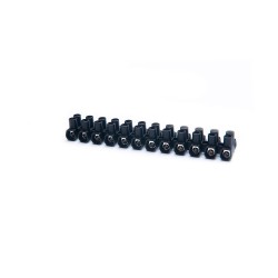 Regleta de conexión 12 polos 6 mm negra