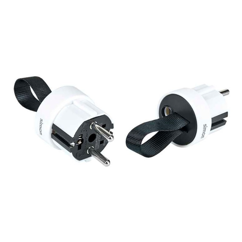 Clavija extraplana 2p+tt schuko salida frontal 16 a 250 v~ facil extraccion blanca