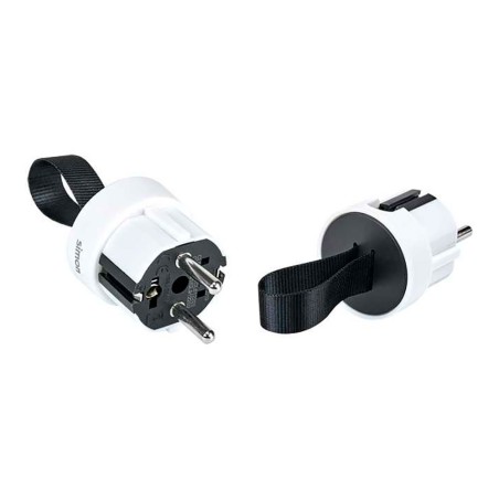 Clavija extraplana 2p+tt schuko salida lateral 16 a 250 v~ facil extraccion, blanca
