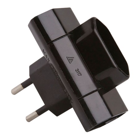 Clavija triple lateral 2p 10a 250 v~ negra