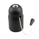Portalamparas roscado liso con tirador e27 negro