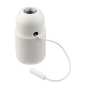 Portalamparas roscado liso con tirador e27 blanco
