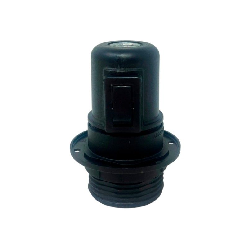 Portalámparas e27 con interruptor semirroscado con arandela 2 a 250 v negro