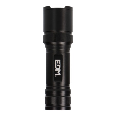 Linterna led táctica black grip 150 lm con zoom, 3 x aaa (incluidas), aluminio