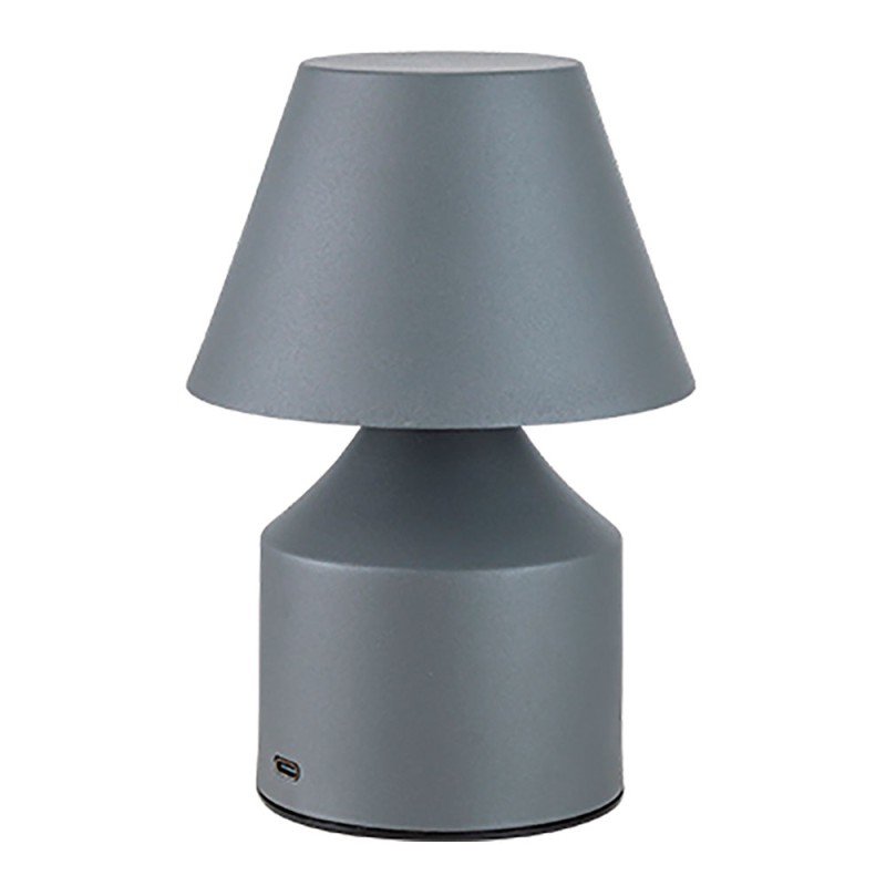 Lámpara metálica led 3cct de mesa recargable 2 w 200 lm, gris, ø110 x 163 mm