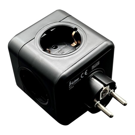 Clavija modular 5 tomas schuko 2p+t 16 a 3680 w 250 v~ negra compatible con ref 40292, 40293