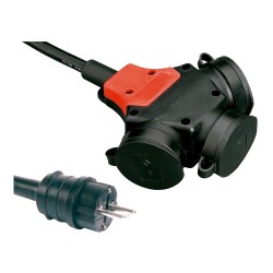 Adaptador multiple schuko goma ip44 2p+t 16 a 250 v~ 10 m de cable 3g2,5 mm negro