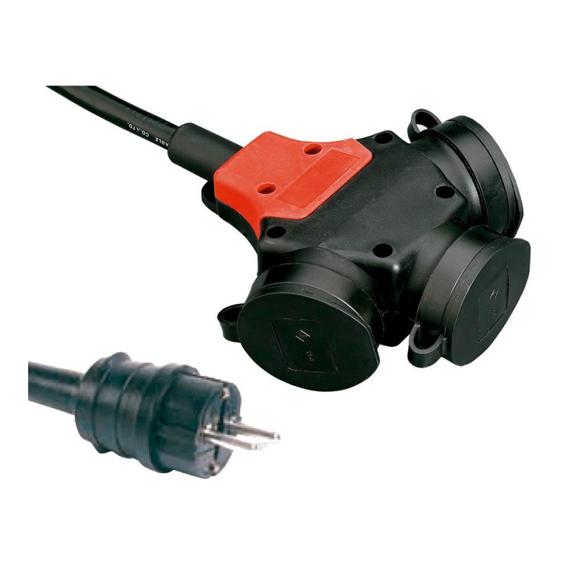 Adaptador multiple schuko goma ip44 2p+t 16 a 250 v~ 10 m de cable 3g2,5 mm negro