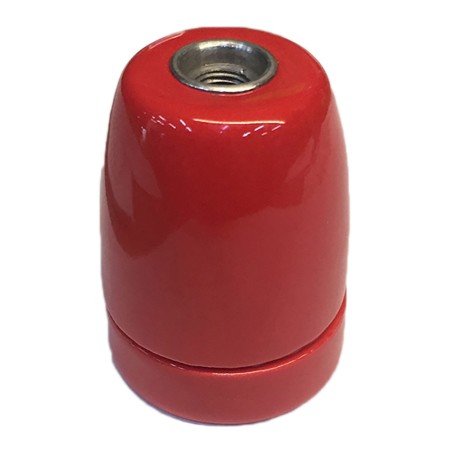 Portalámparas cerámico vintage e27 4 a 100 w 250 v~ rojo, ø47 x 59 mm